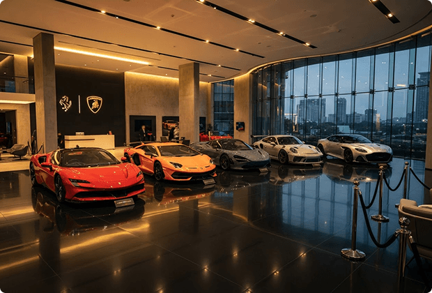 Alfalahy Cars Sharjah showroom with curated luxury vehicles